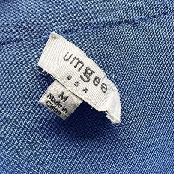 Umgee Dress Medium 3/4 Sleeve Embroidered Blue Red Flowers Boho Chic - Picture 8 of 14